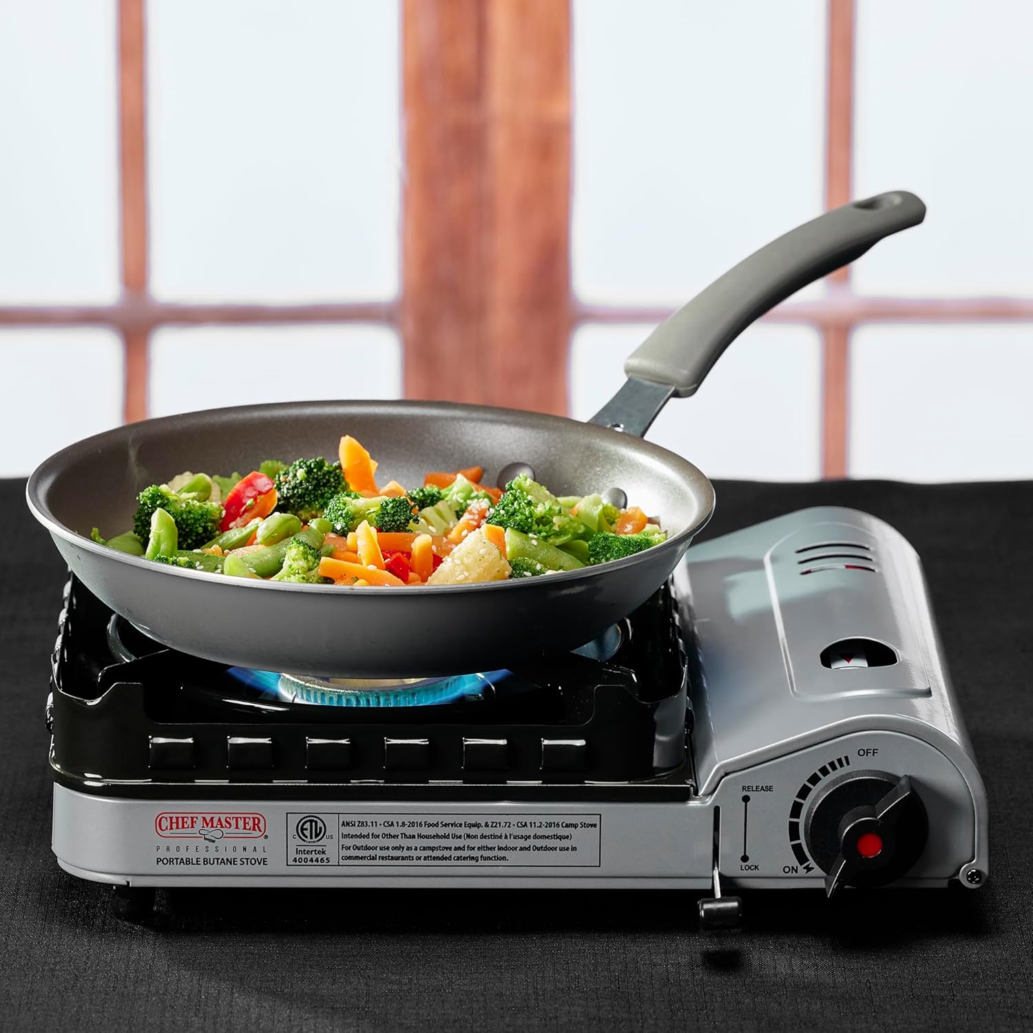 Chef Master 15,000 BTU Output Portable Butane Camping Stove, Double Wind-Guard Portable Stove Burner, Piezo Click Ignition for Emergencies, Tailgating, Hiking, Backpacking & Camping Essentials - 90019 - Image 2