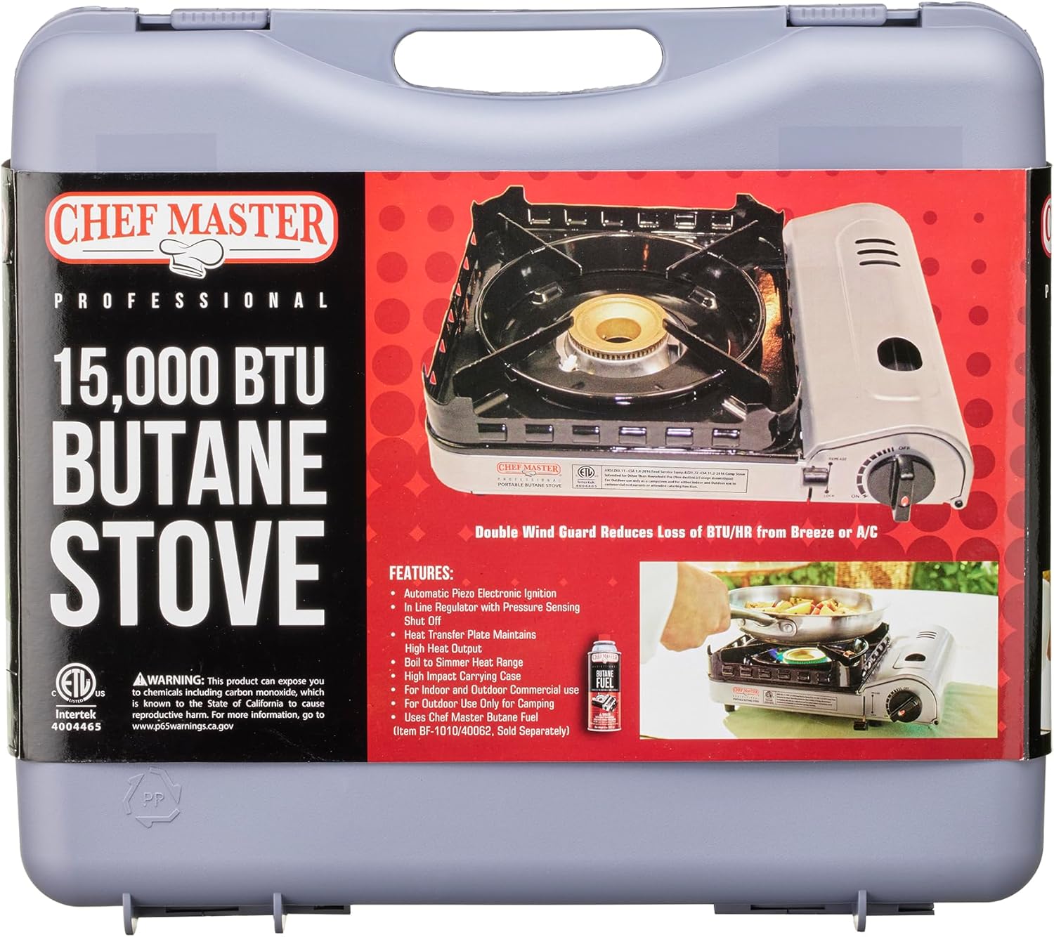 Chef Master 15,000 BTU Output Portable Butane Camping Stove, Double Wind-Guard Portable Stove Burner, Piezo Click Ignition for Emergencies, Tailgating, Hiking, Backpacking & Camping Essentials - 90019 - Image 6