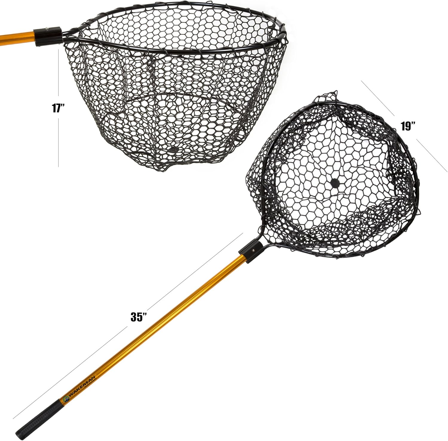 Landing Fish Net - Angler Tool with Clear Rubber Mesh Netting and Wooden Handle - Fly Fishing Equipment for Catch and Release by Wakeman - Image 2