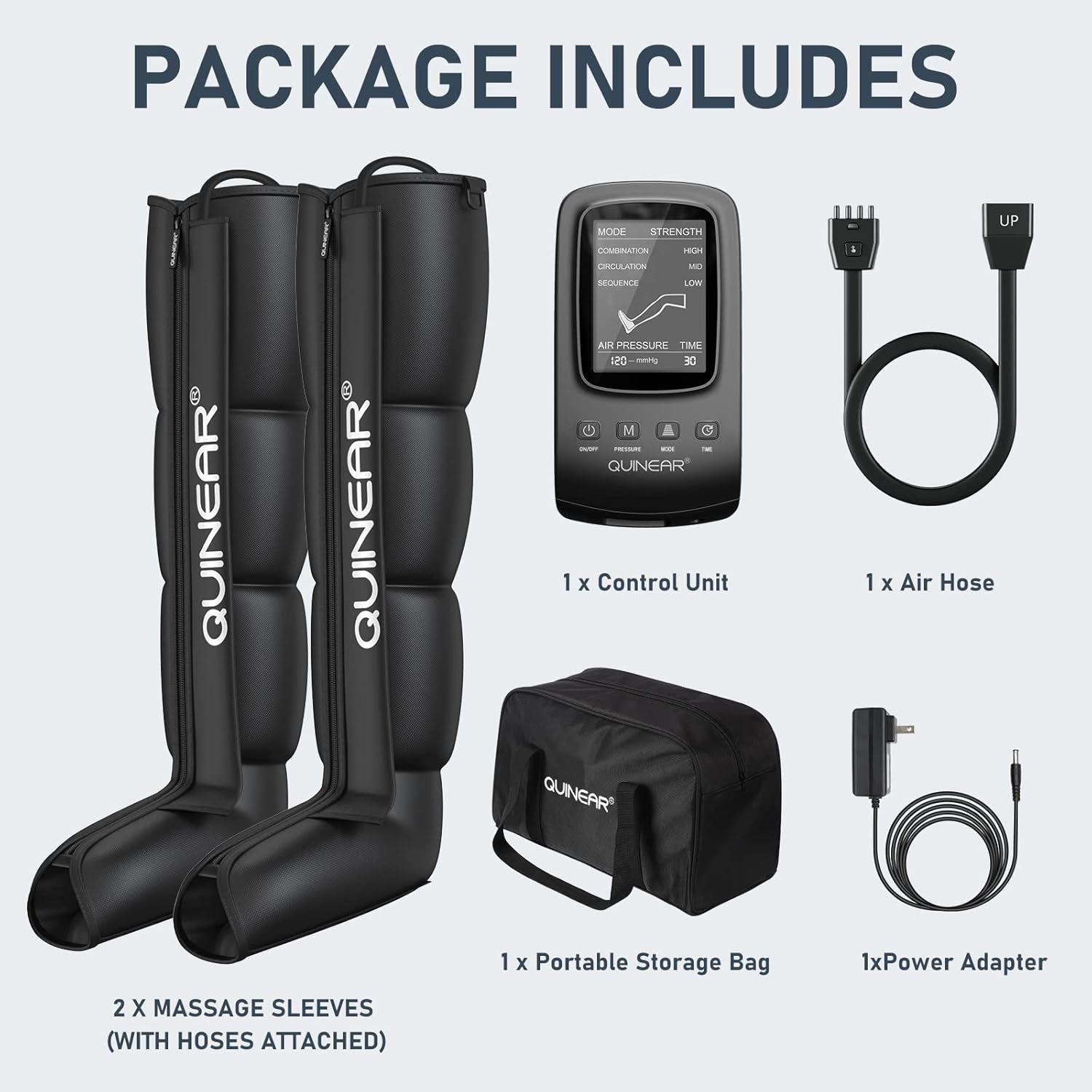 QUINEAR Professional Sequential Air Compression Therapy System for Improved Circulation and Massage - Foot and Leg Recovery Boots for Athletes - Image 9