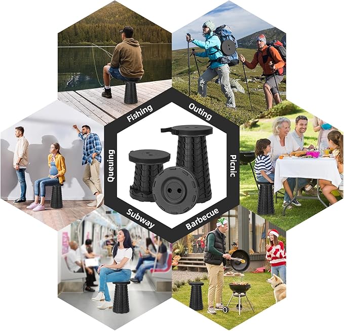 Collapsible Stool, Folding Chair - Upgraded Portable Chair with Load Capacity 400lbs, Portable Stool for Camping Fishing Hiking - Folding Stool with Carrying Straps,Gifts for Fisherman - Image 2